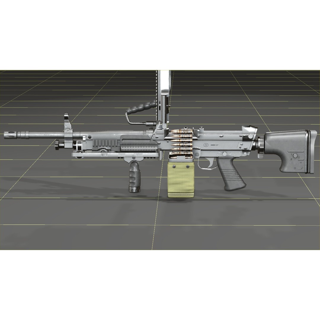 FN Minimi MK3 3D Model – Low Poly Military Gun, FBX, PBR Textures - View 47