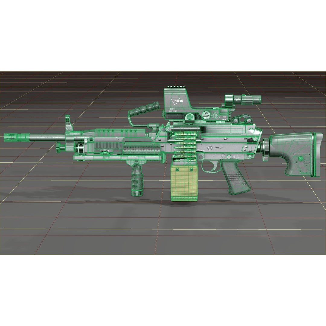 FN Minimi MK3 3D Model – Low Poly Military Gun, FBX, PBR Textures - View 48