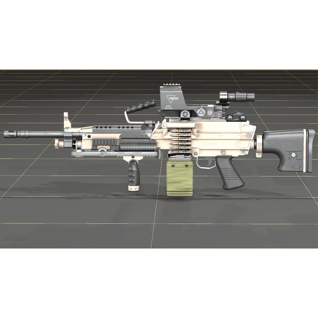 FN Minimi MK3 3D Model – Low Poly Military Gun, FBX, PBR Textures - View 49