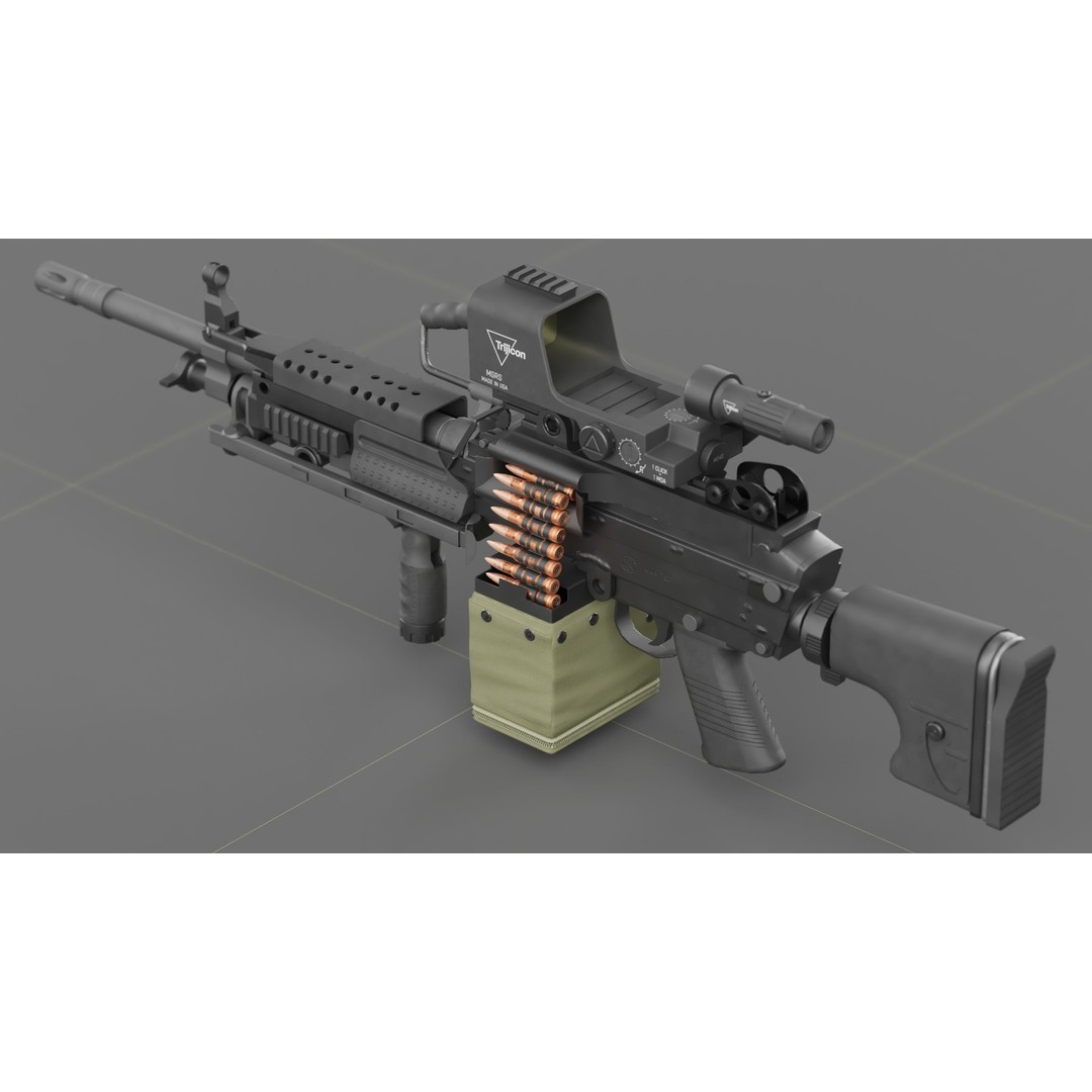 FN Minimi MK3 3D Model – Low Poly Military Gun, FBX, PBR Textures - View 5