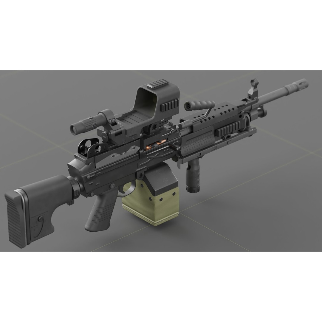FN Minimi MK3 3D Model – Low Poly Military Gun, FBX, PBR Textures - View 6