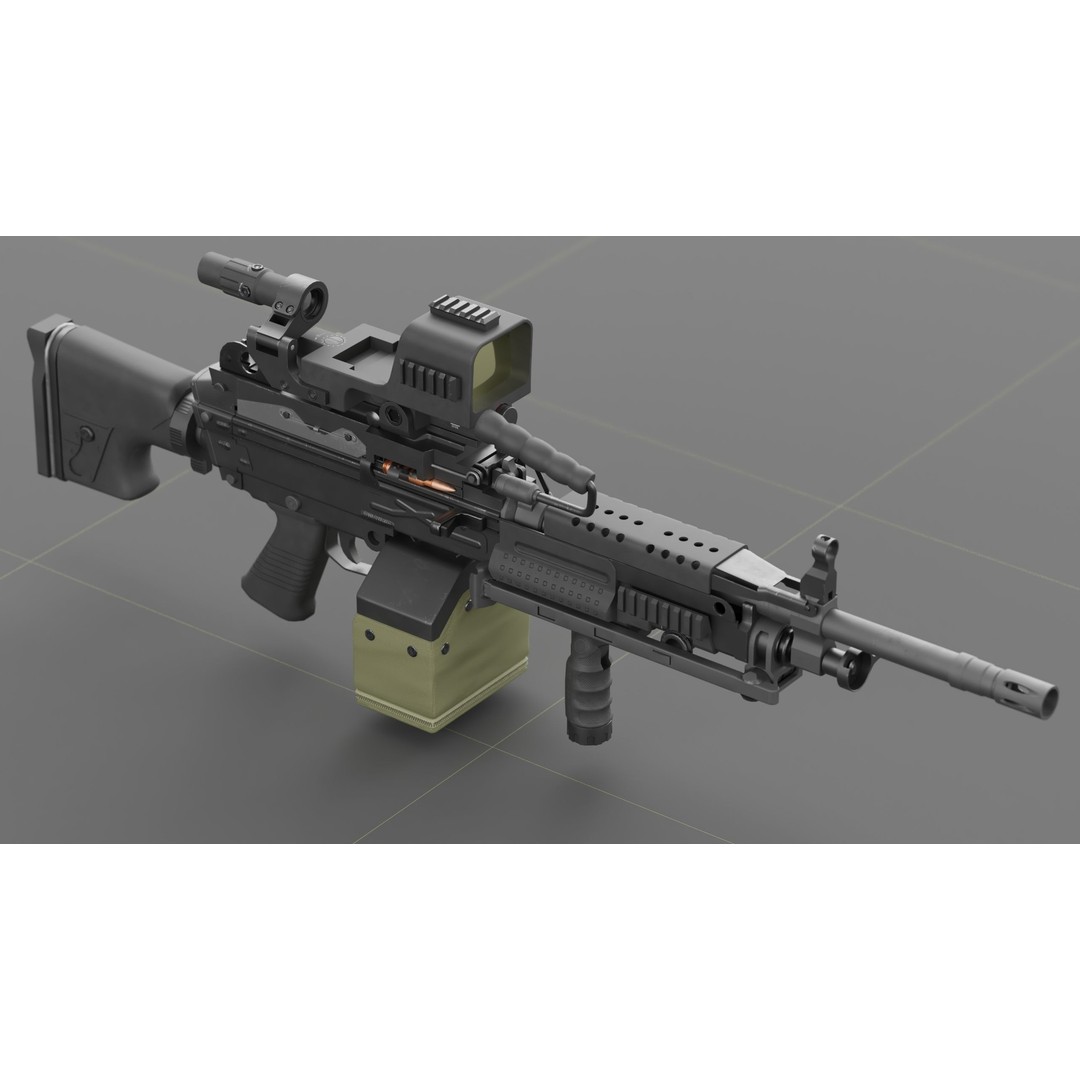 FN Minimi MK3 3D Model – Low Poly Military Gun, FBX, PBR Textures - View 7