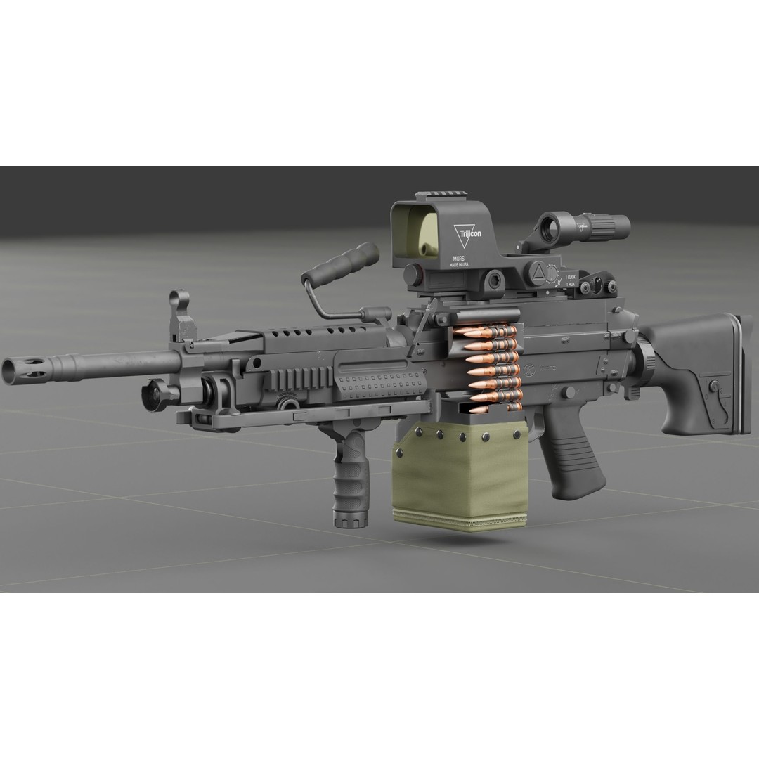 FN Minimi MK3 3D Model – Low Poly Military Gun, FBX, PBR Textures - View 9