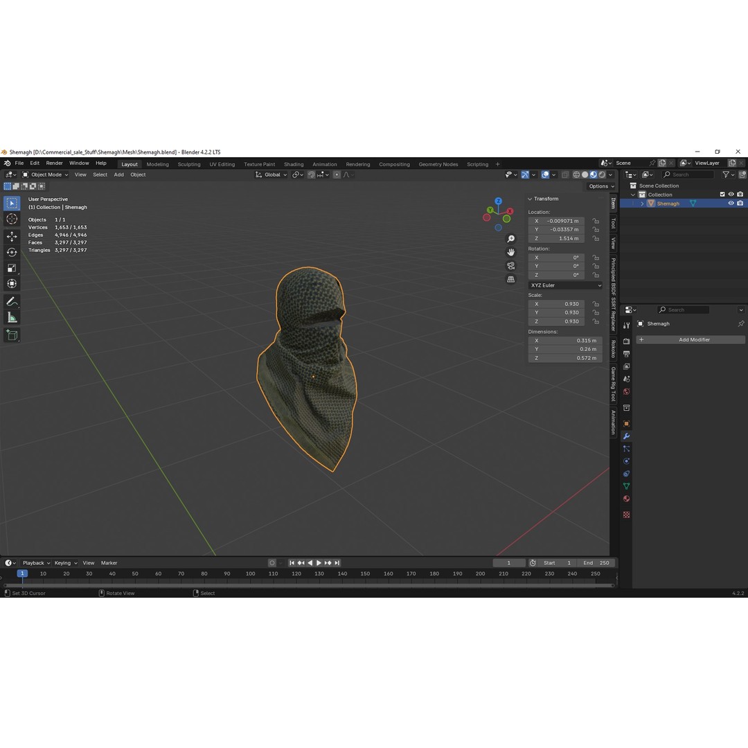 Shemagh Scarf 3D Model – Low Poly Game Asset, PBR, FBX, OBJ