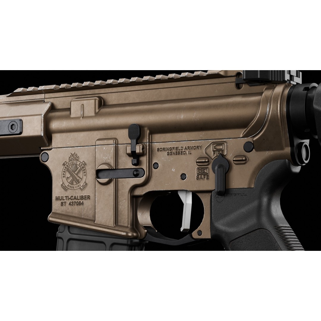 Springfield Armory Saint AR-15 3D Model – Low Poly PBR Game Asset, Blender - View 12