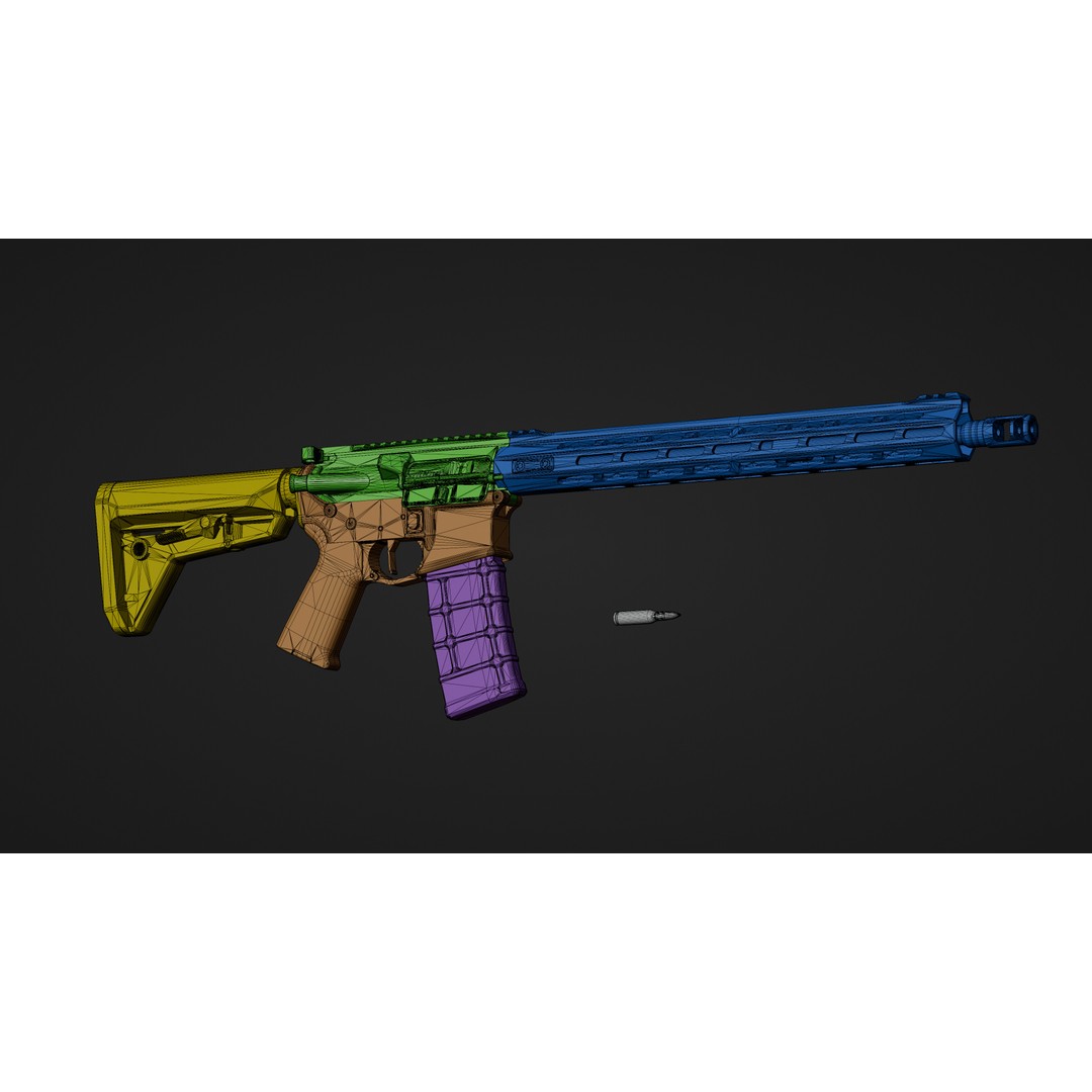 Springfield Armory Saint AR-15 3D Model – Low Poly PBR Game Asset, Blender - View 19