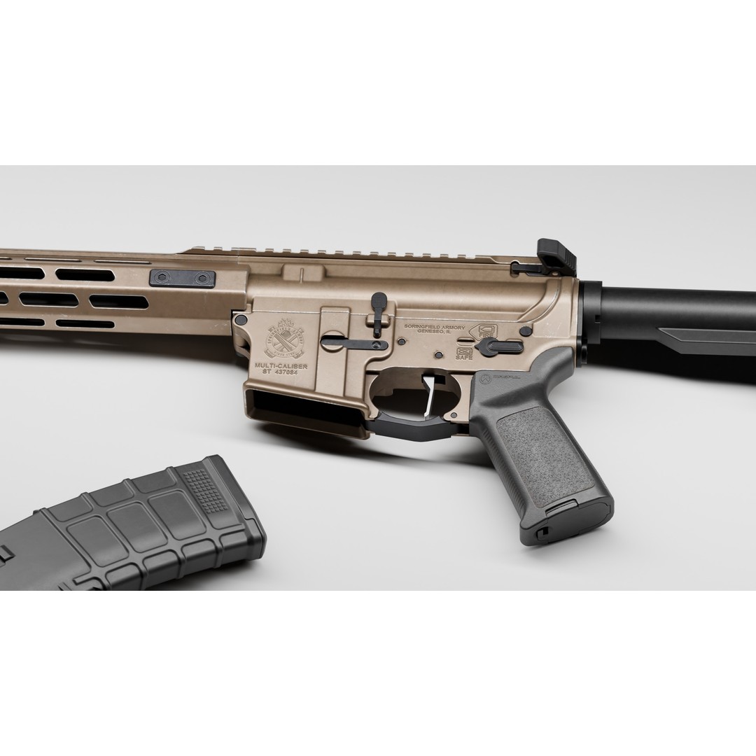 Springfield Armory Saint AR-15 3D Model – Low Poly PBR Game Asset, Blender - View 3
