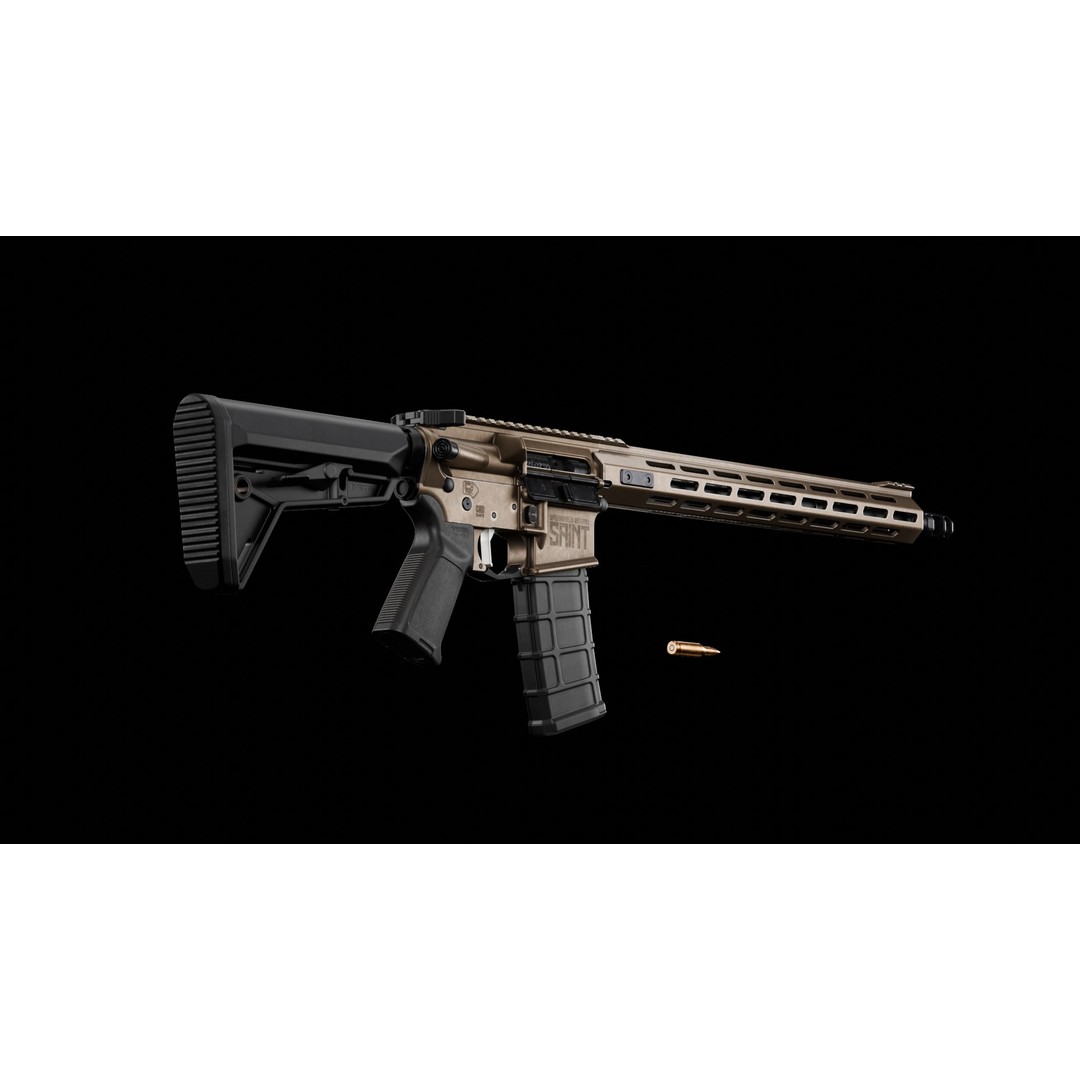 Springfield Armory Saint AR-15 3D Model – Low Poly PBR Game Asset, Blender - View 8