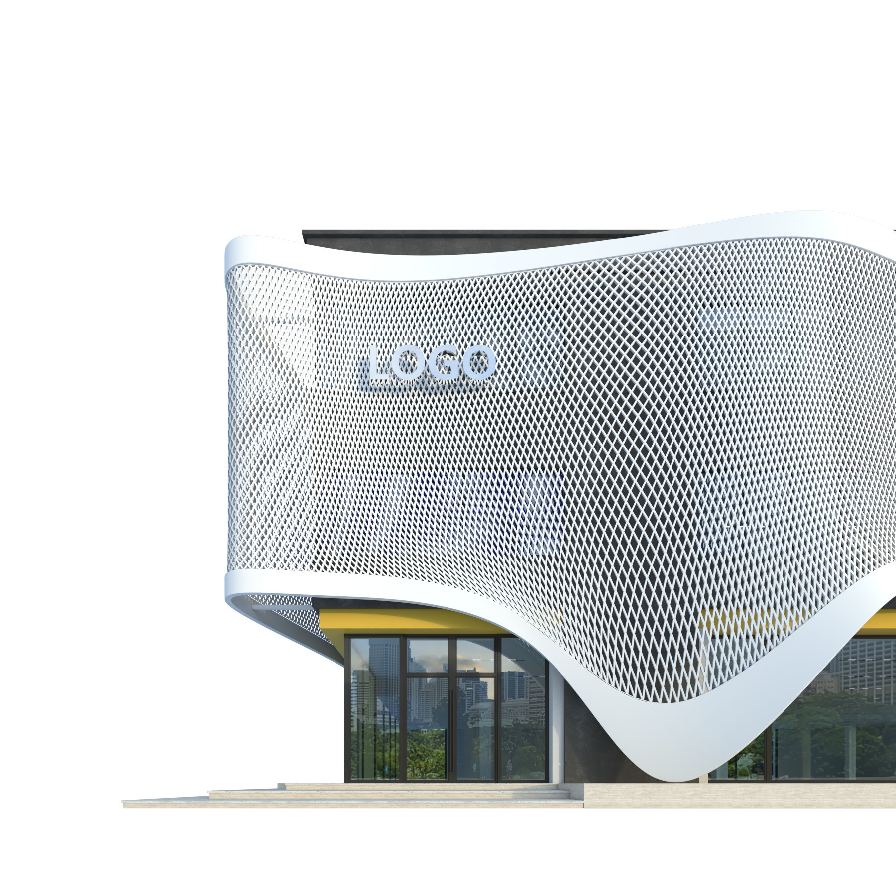 Modern Commercial Building No4 - Game-Ready 3D Model - View 11