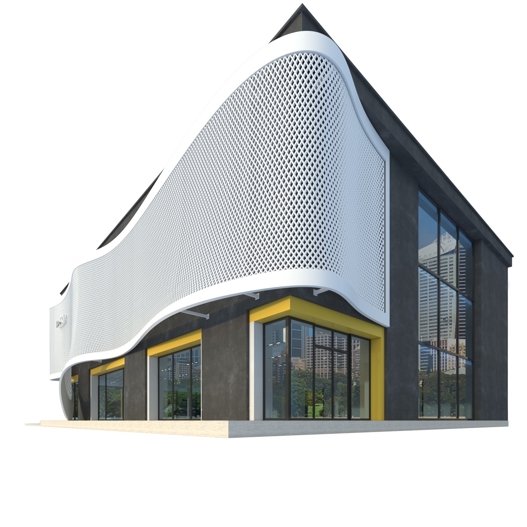 Modern Commercial Building No4 - Game-Ready 3D Model - View 13