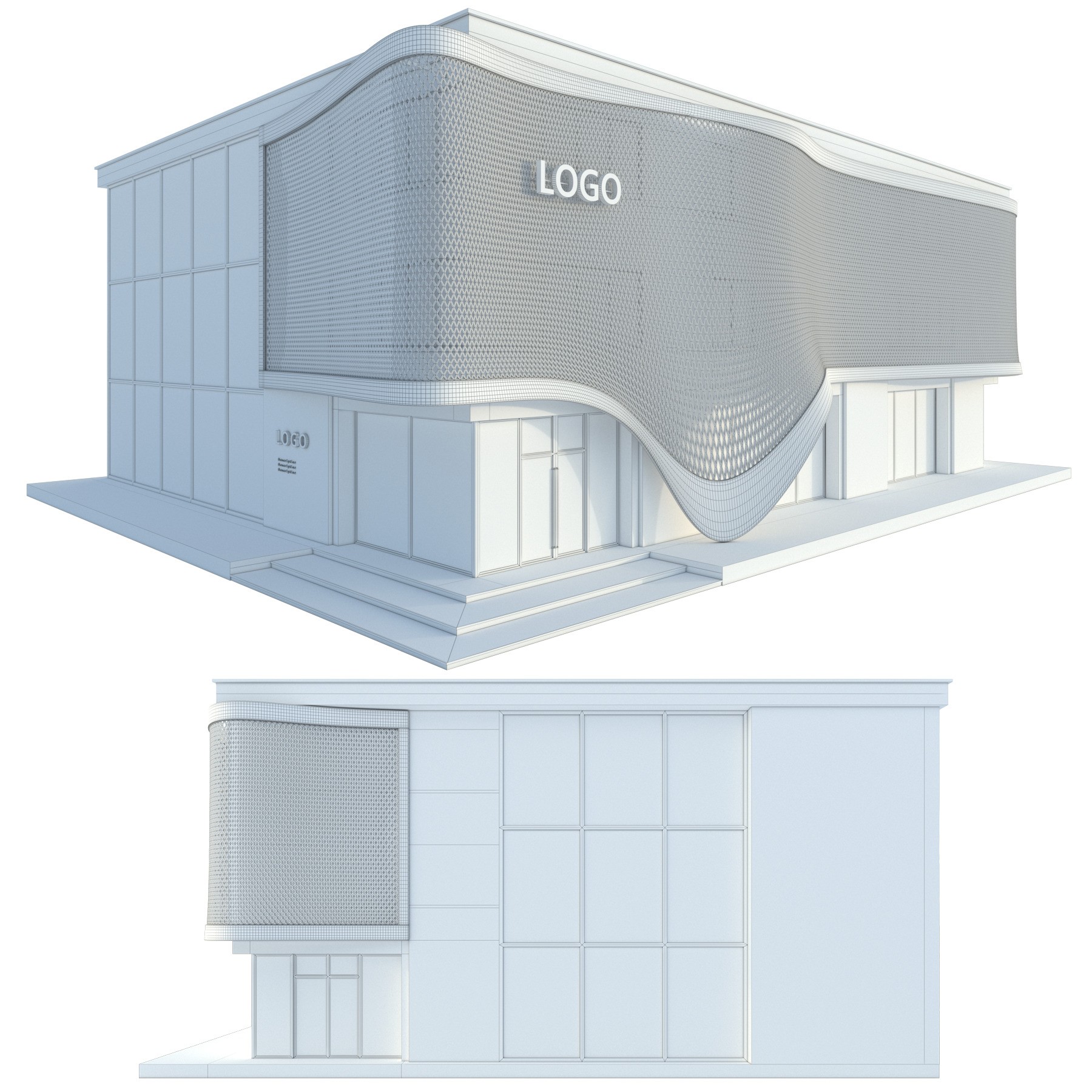 Modern Commercial Building No4 - Game-Ready 3D Model - View 14