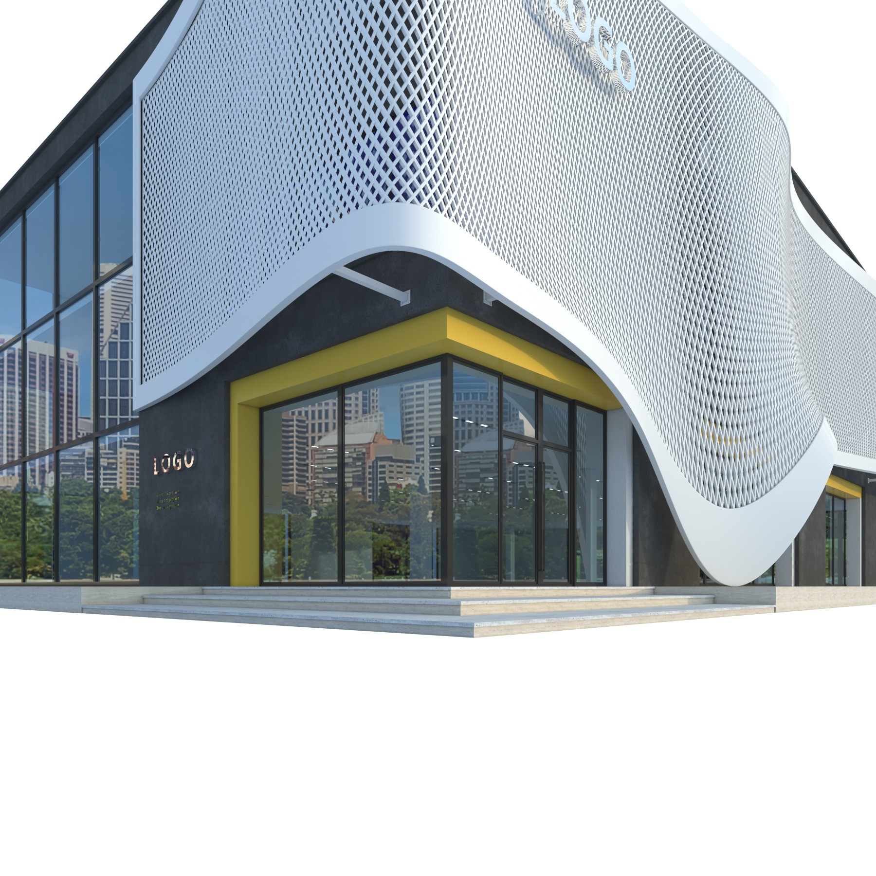 Modern Commercial Building No4 - Game-Ready 3D Model - View 15