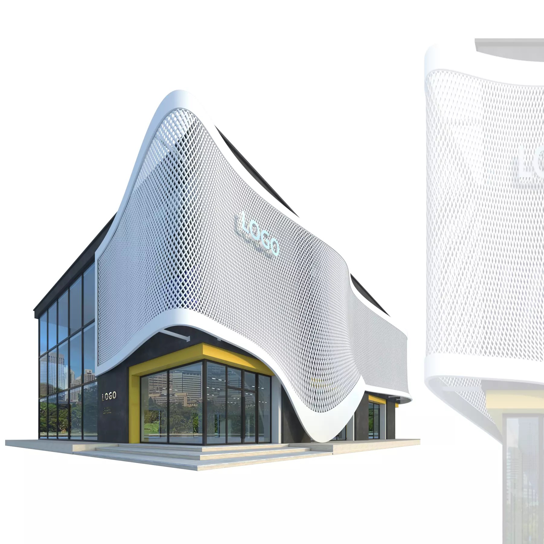 Modern Commercial Building No4 - Game-Ready 3D Model - View 2