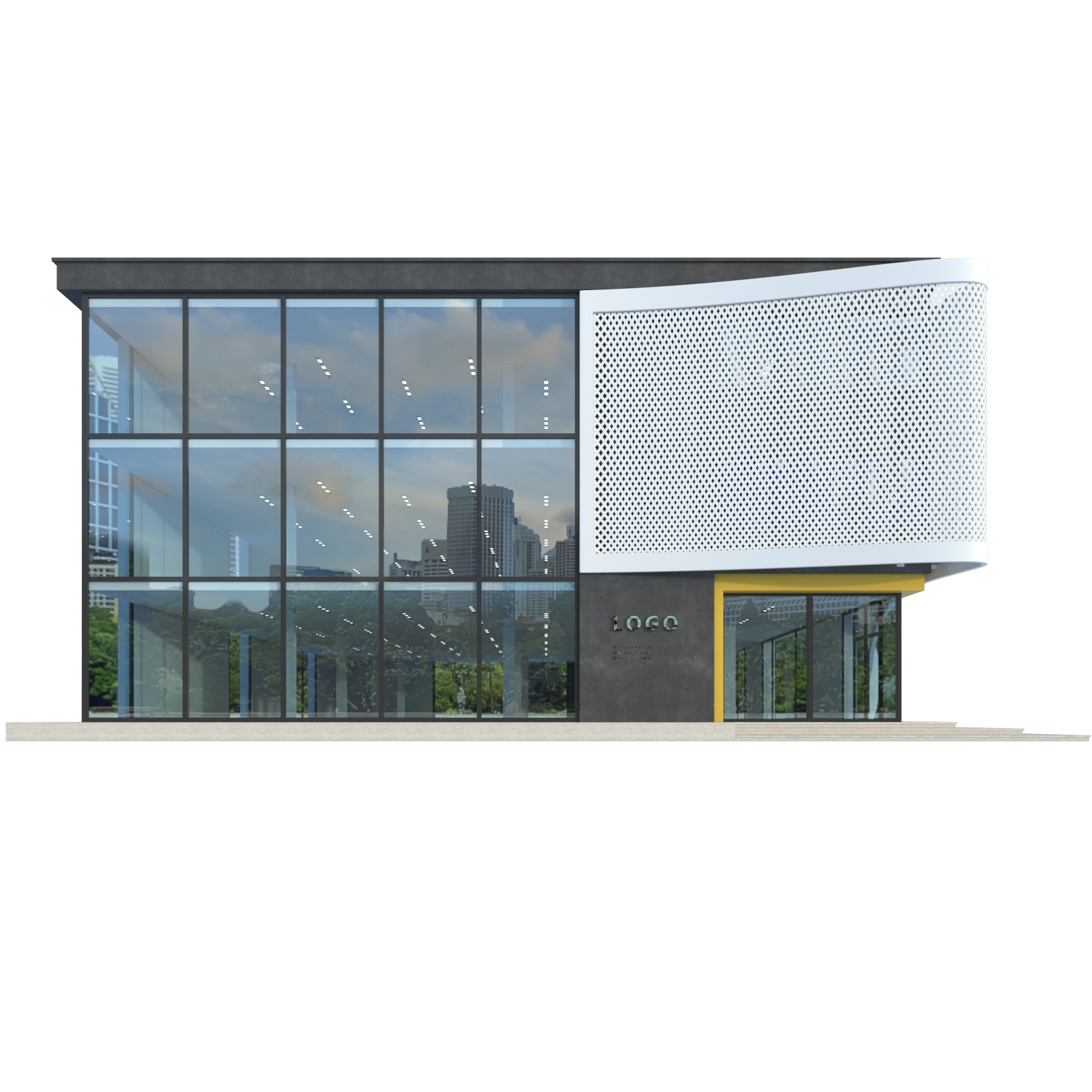 Modern Commercial Building No4 - Game-Ready 3D Model - View 9