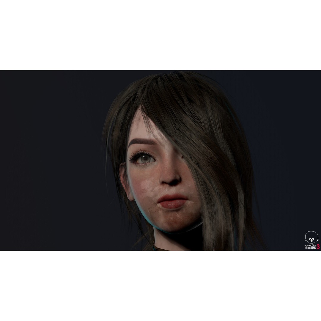 Survivor Girl 1 3D Model – Low Poly Rigged Character for Games - View 10