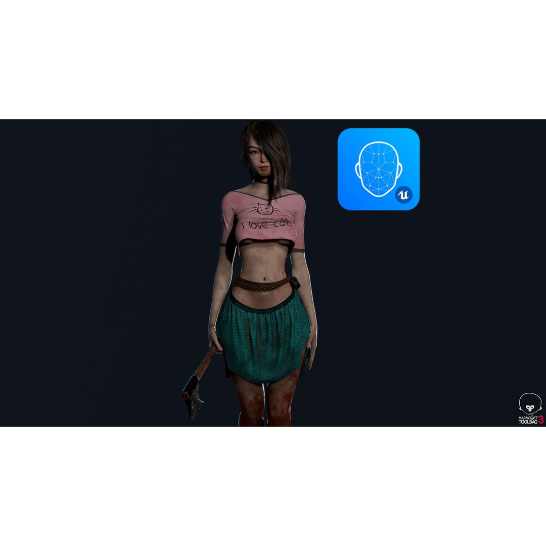 Survivor Girl 1 3D Model – Low Poly Rigged Character for Games - View 3