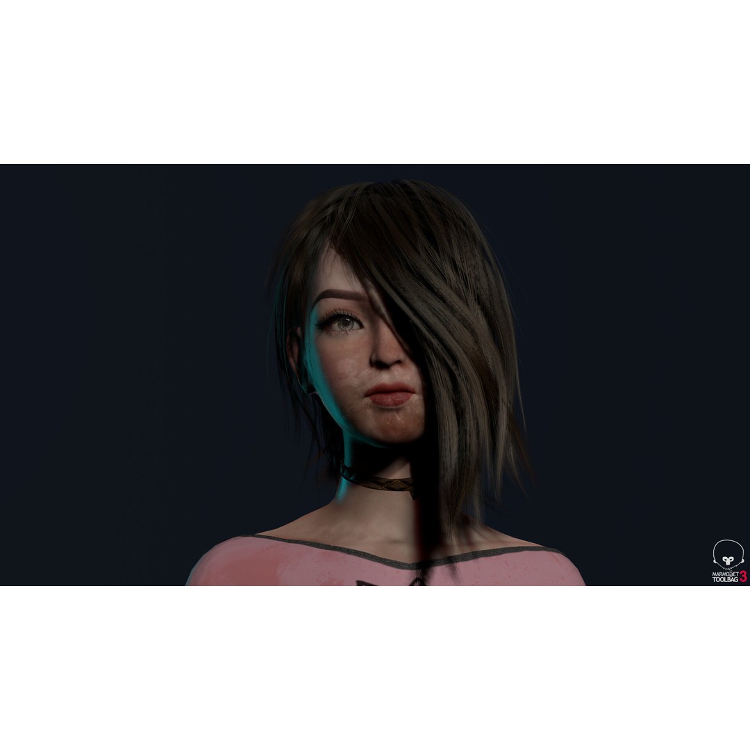 Survivor Girl 1 3D Model – Low Poly Rigged Character for Games - View 4