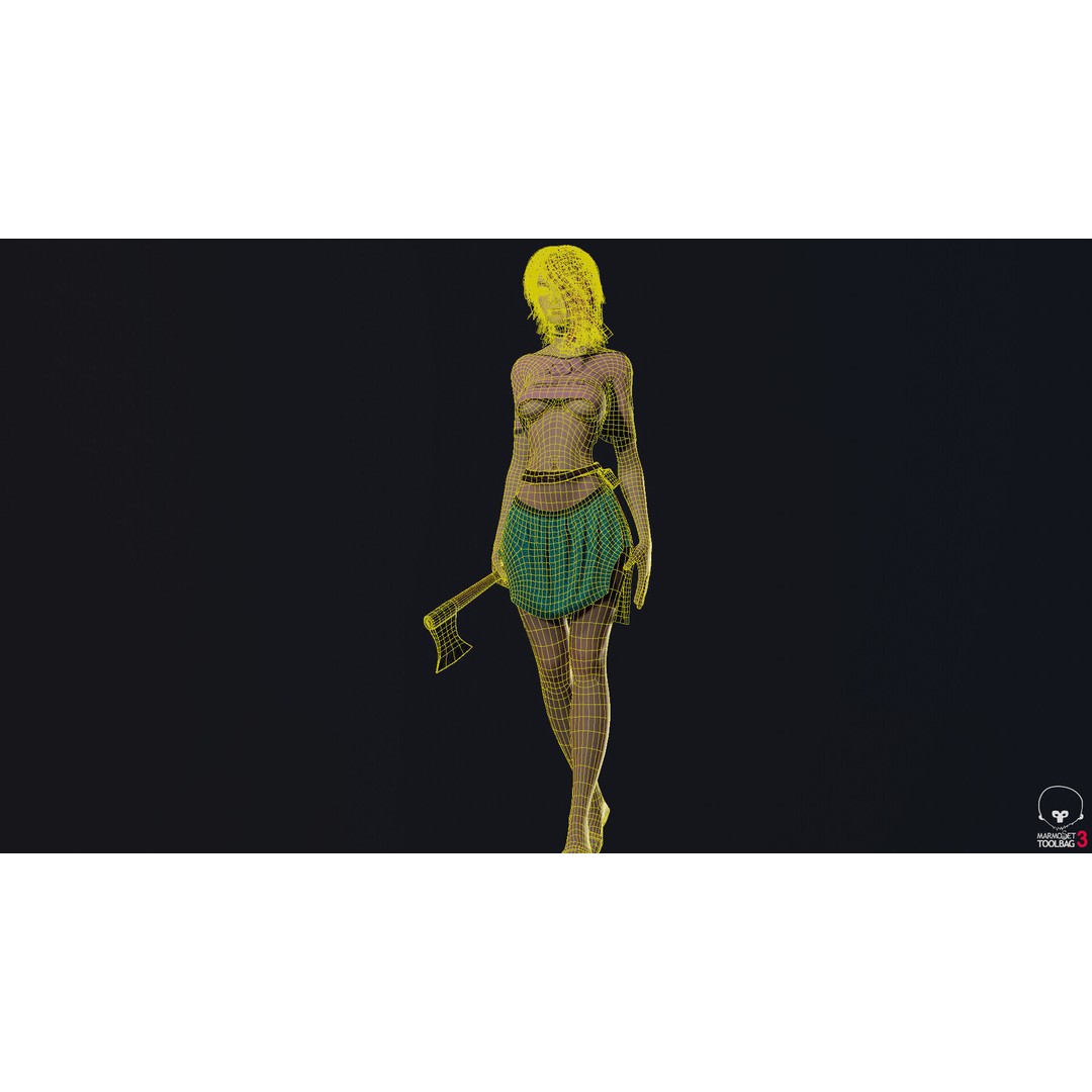 Survivor Girl 1 3D Model – Low Poly Rigged Character for Games - View 9