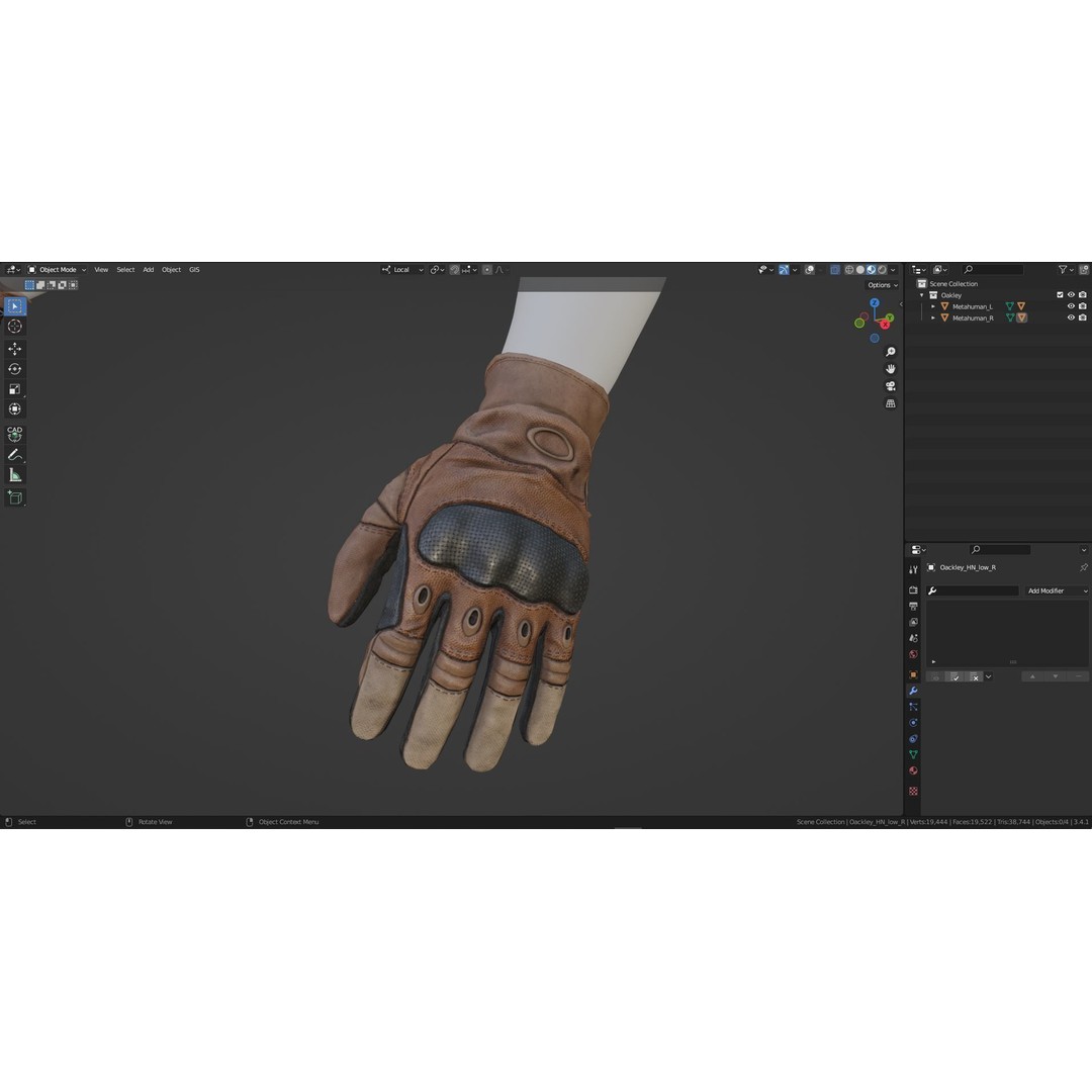 Oakley Hard Knuckle Gloves 3D Model – Low Poly Game-Ready Asset, FBX, OBJ