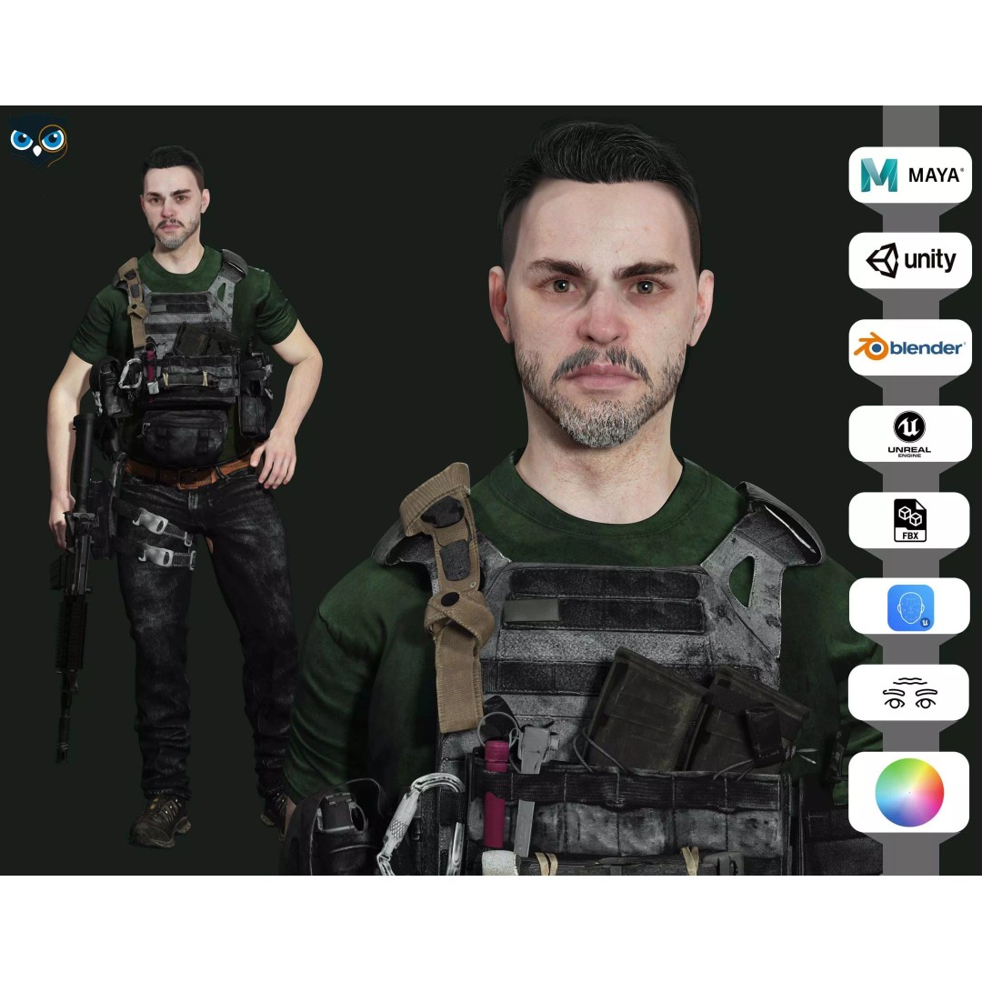 Maple Sentinel 3D Model – Low Poly Rigged Character with PBR Textures - View 2