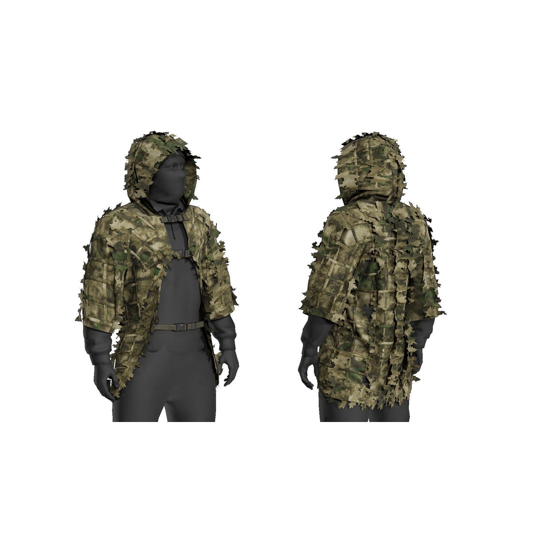 Alligator Ghillie Cloak 3D Model – Low Poly Game Asset, PBR Textures - View 3