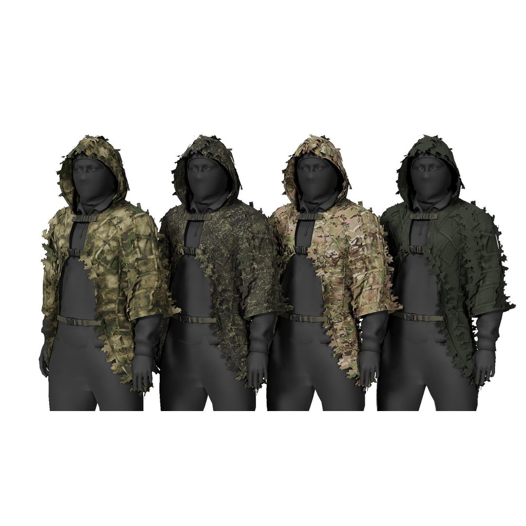 Alligator Ghillie Cloak 3D Model – Low Poly Game Asset, PBR Textures - View 4