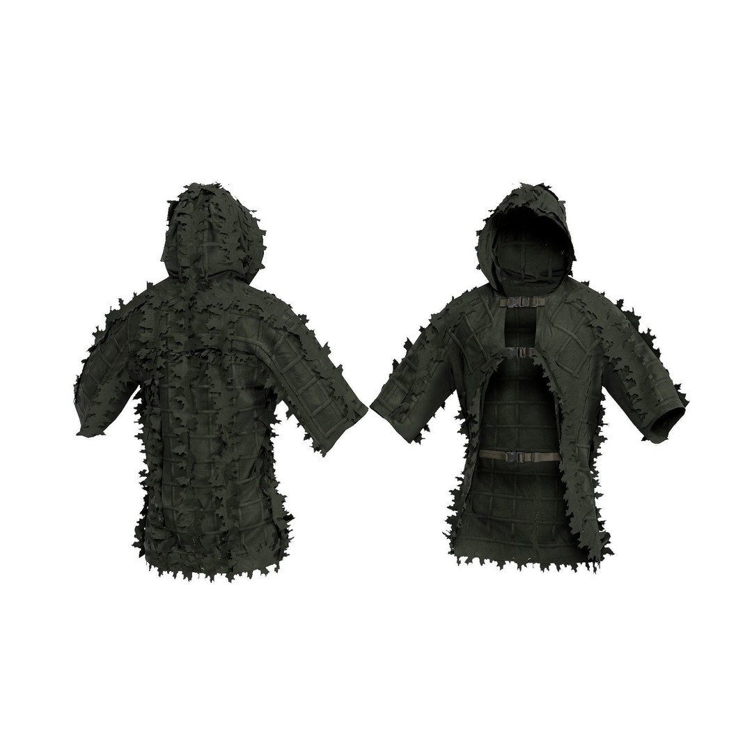 Alligator Ghillie Cloak 3D Model – Low Poly Game Asset, PBR Textures - View 6