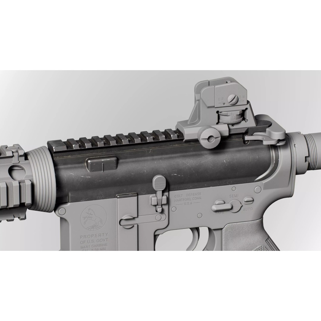 AR15 M4A1 Upper Receiver 3D Model – Low Poly Game Asset, PBR Textures - View 4