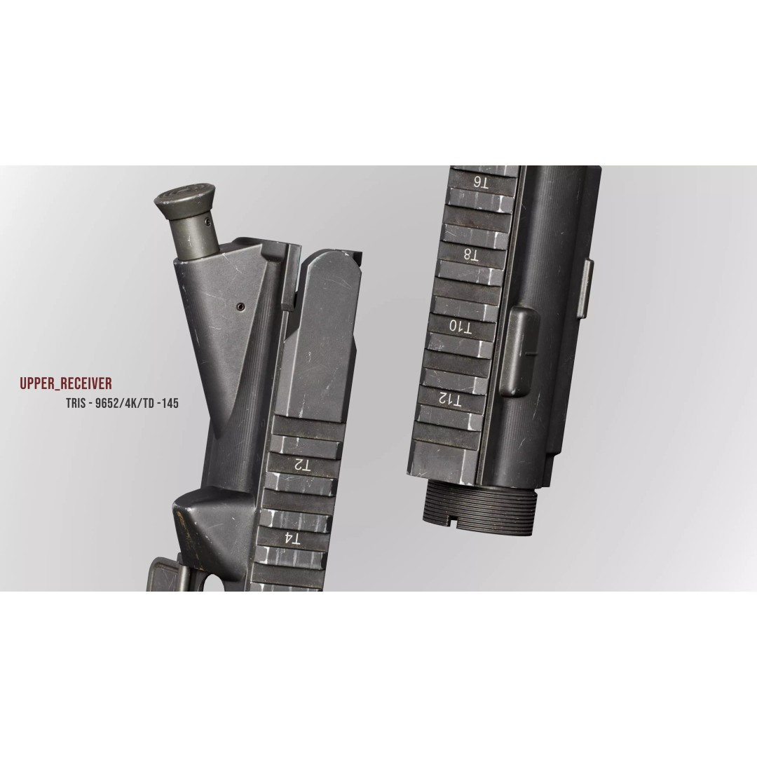 AR15 M4A1 Upper Receiver 3D Model – Low Poly Game Asset, PBR Textures - View 6