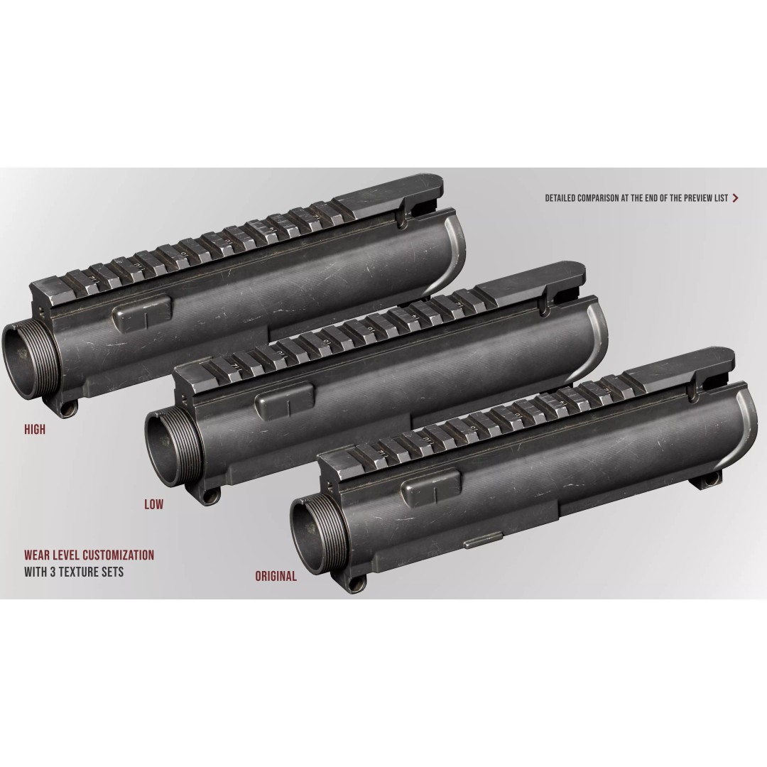 AR15 M4A1 Upper Receiver 3D Model – Low Poly Game Asset, PBR Textures - View 7