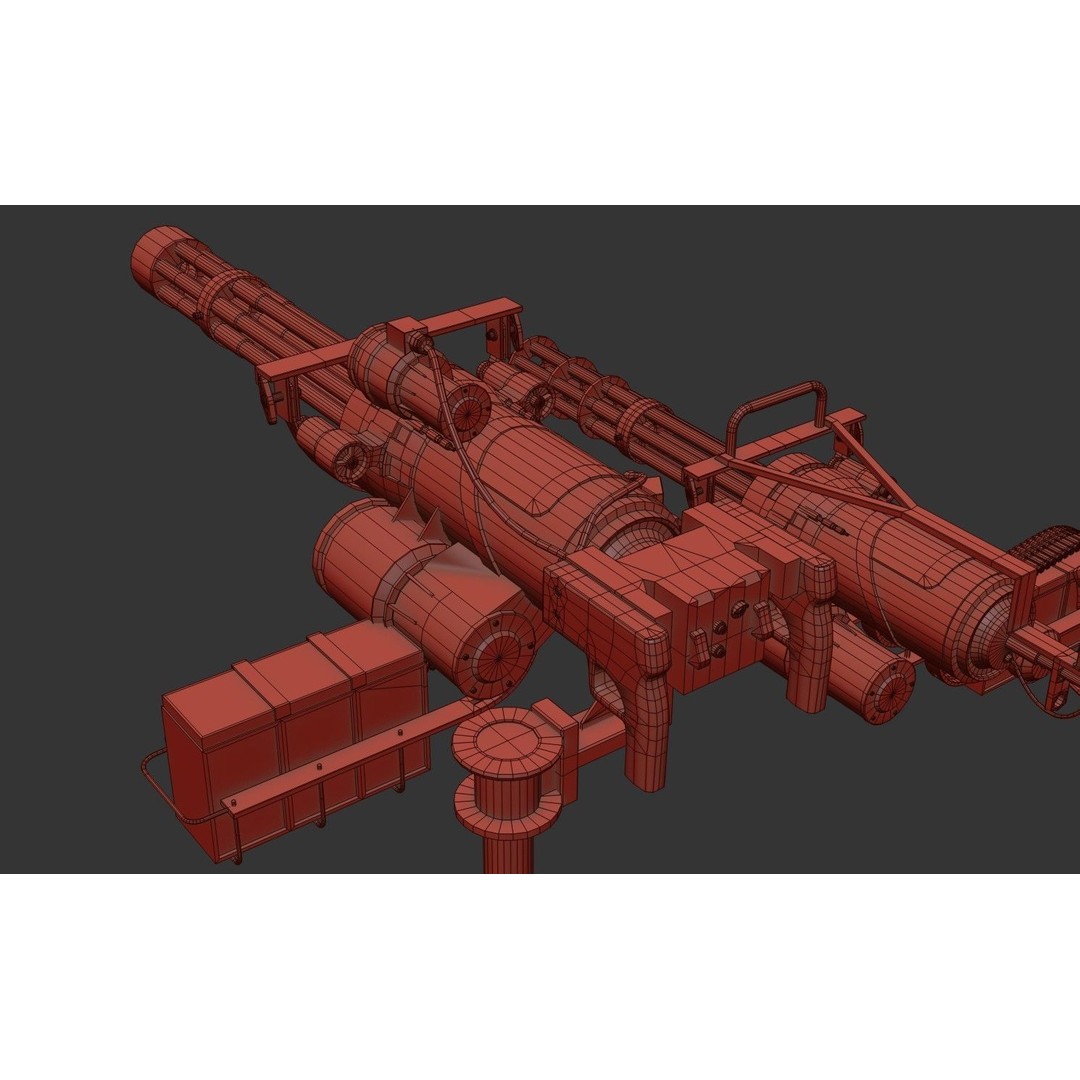 M134 Minigun 3D Model – Low Poly Game Asset, PBR Textures