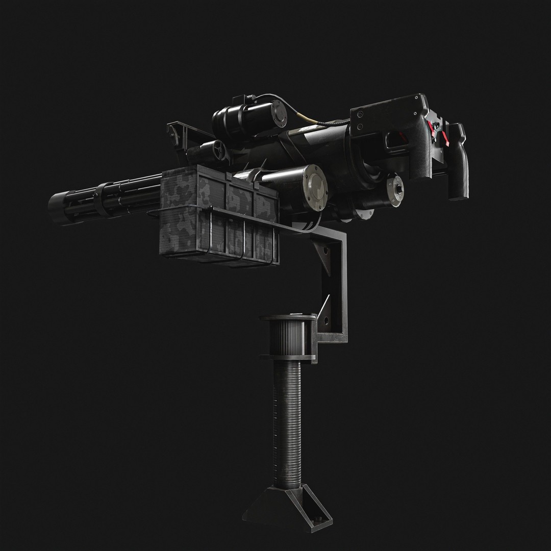 M134 Minigun 3D Model – Low Poly Game Asset, PBR Textures - View 10