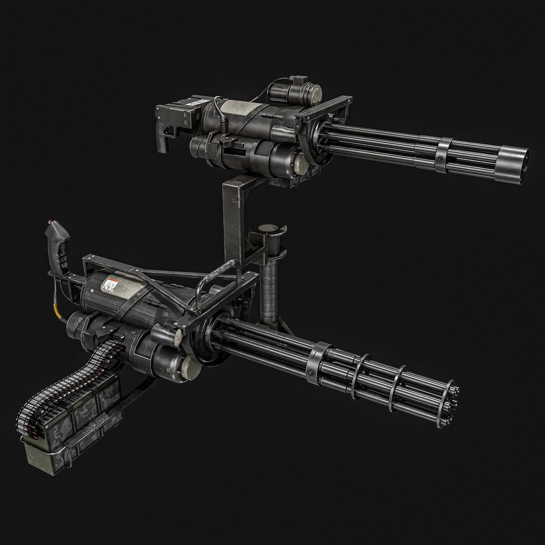 M134 Minigun 3D Model – Low Poly Game Asset, PBR Textures - View 11