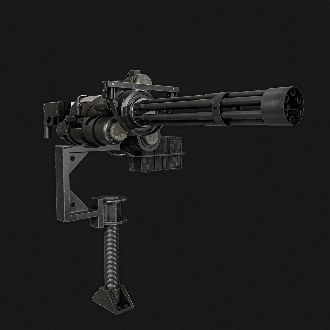 M134 Minigun 3D Model – Low Poly Game Asset, PBR Textures - View 12