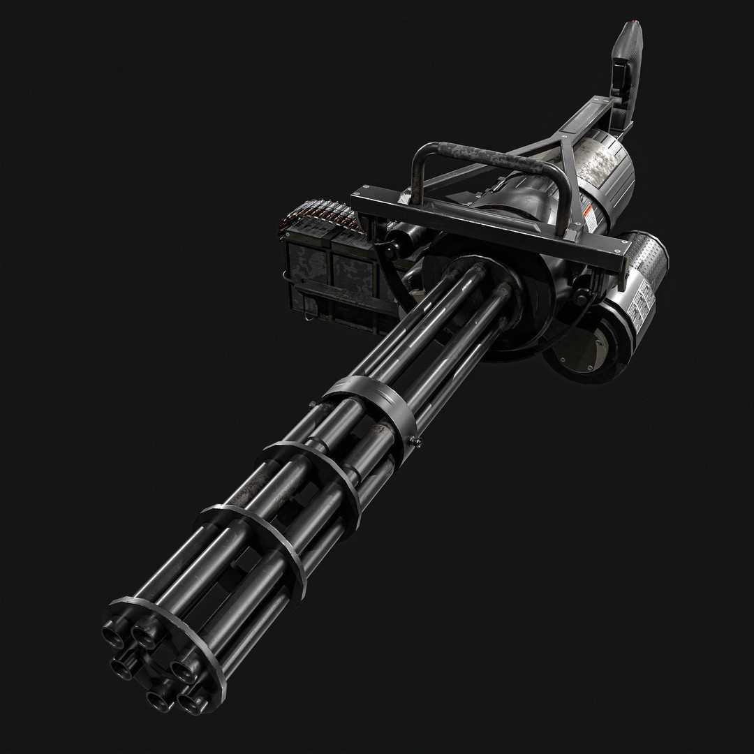 M134 Minigun 3D Model – Low Poly Game Asset, PBR Textures - View 14