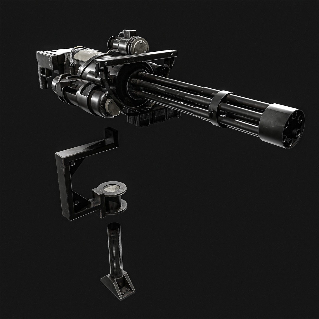 M134 Minigun 3D Model – Low Poly Game Asset, PBR Textures - View 16