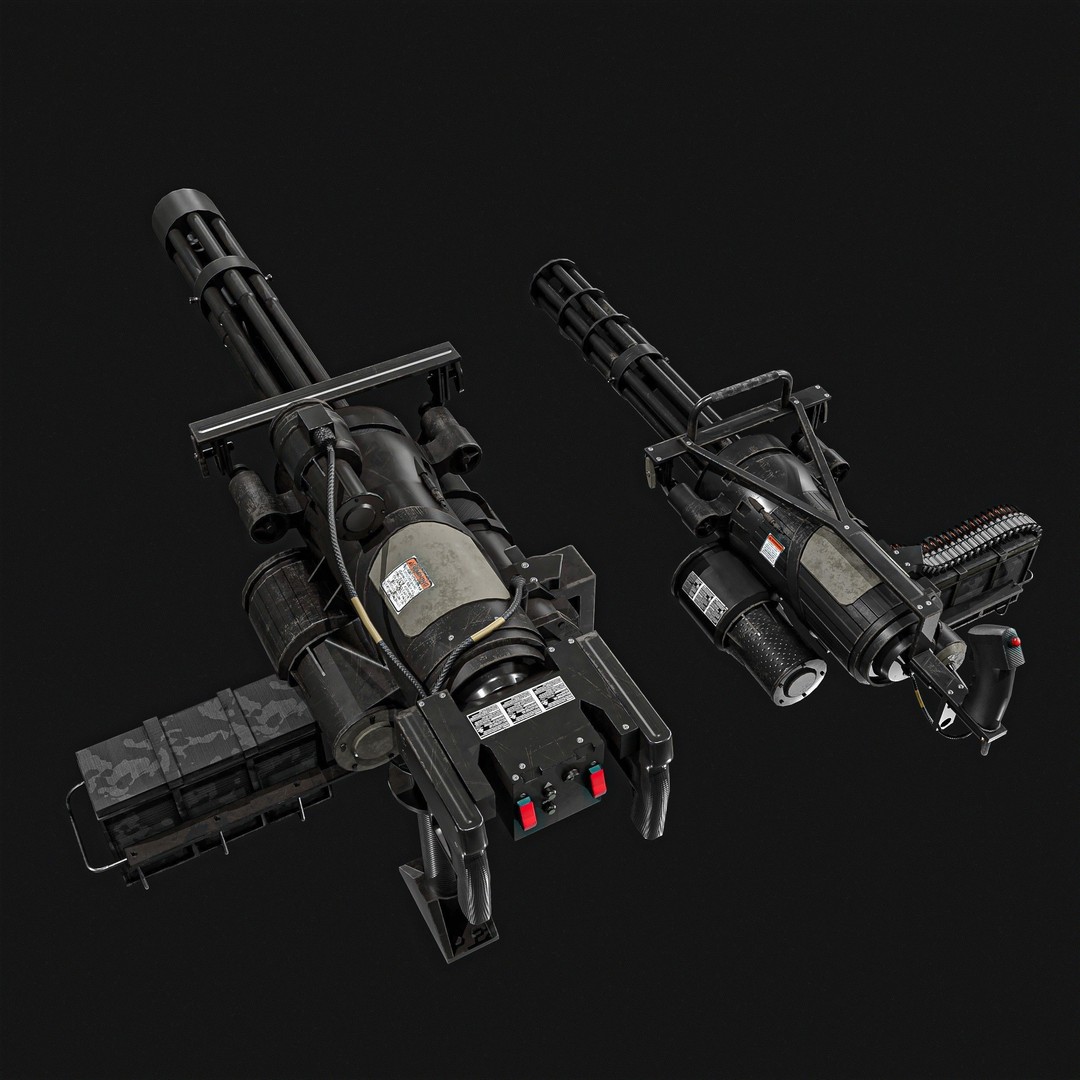 M134 Minigun 3D Model – Low Poly Game Asset, PBR Textures - View 17