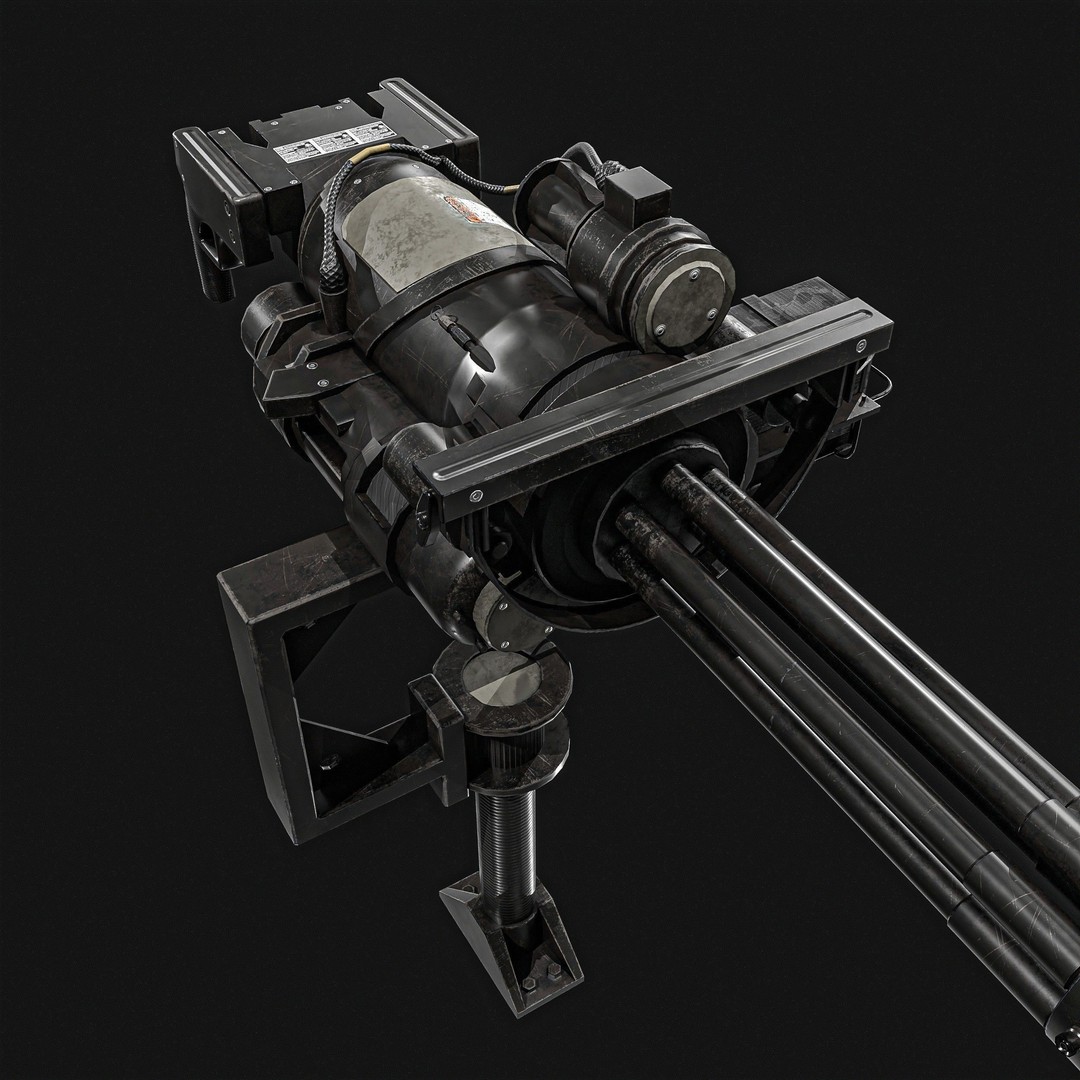 M134 Minigun 3D Model – Low Poly Game Asset, PBR Textures - View 18