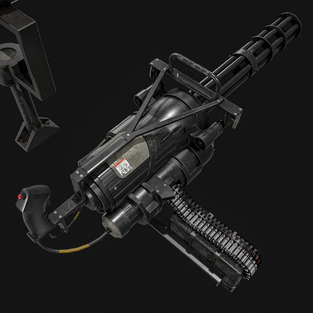 M134 Minigun 3D Model – Low Poly Game Asset, PBR Textures - View 19