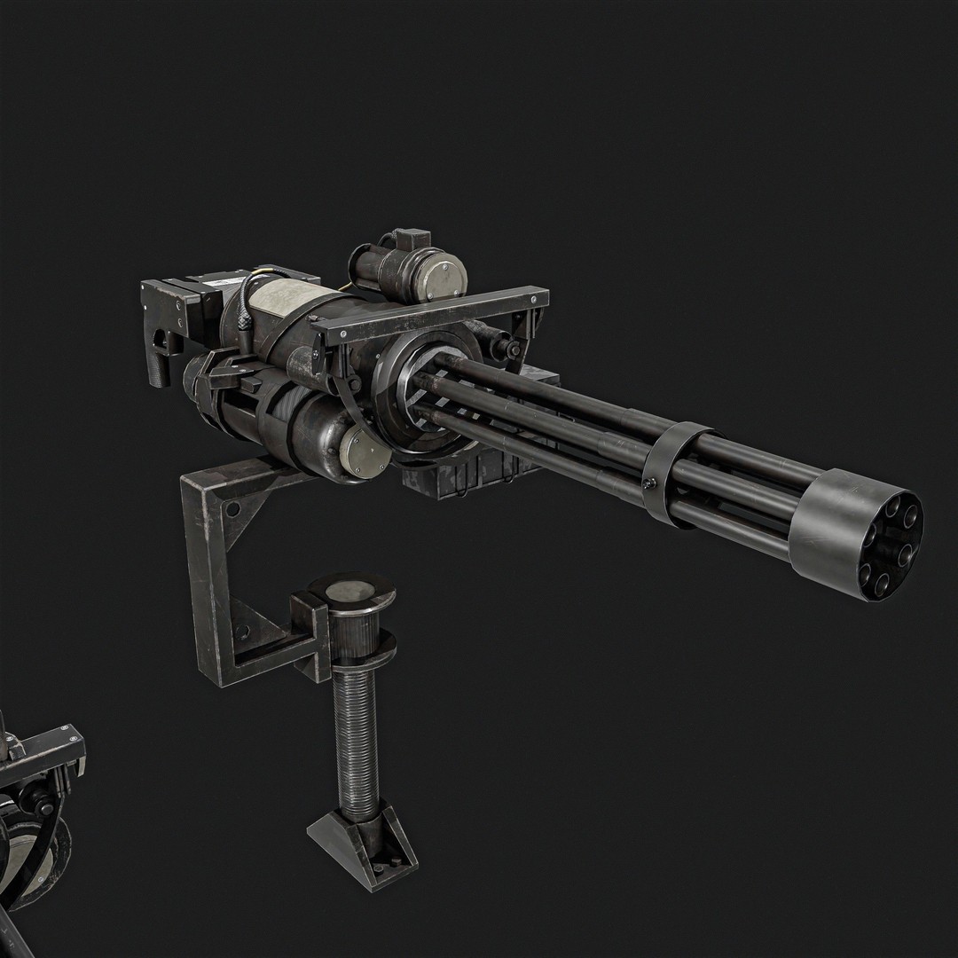 M134 Minigun 3D Model – Low Poly Game Asset, PBR Textures - View 21