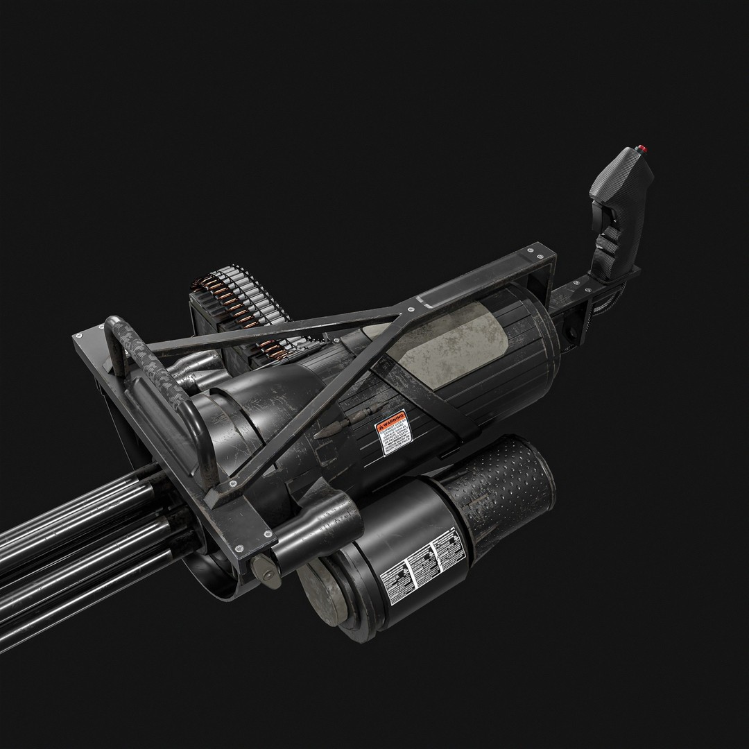M134 Minigun 3D Model – Low Poly Game Asset, PBR Textures - View 22