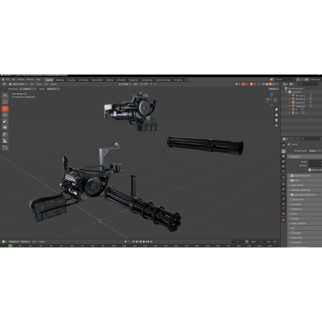 M134 Minigun 3D Model – Low Poly Game Asset, PBR Textures - View 26