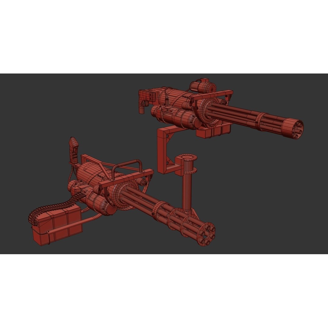 M134 Minigun 3D Model – Low Poly Game Asset, PBR Textures - View 29