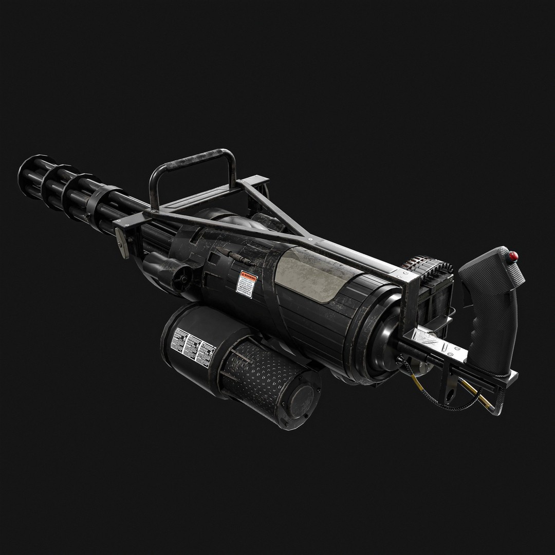 M134 Minigun 3D Model – Low Poly Game Asset, PBR Textures - View 4