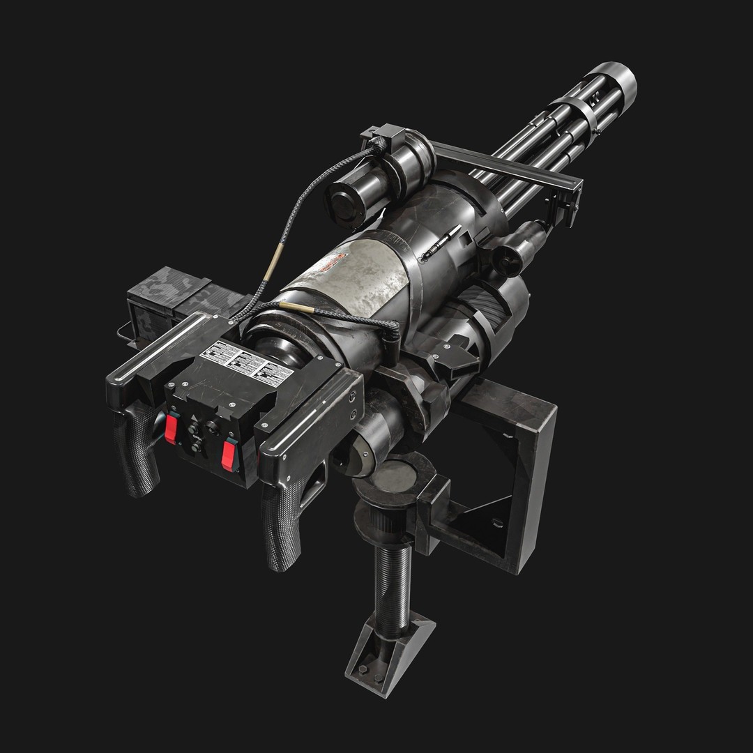 M134 Minigun 3D Model – Low Poly Game Asset, PBR Textures - View 5