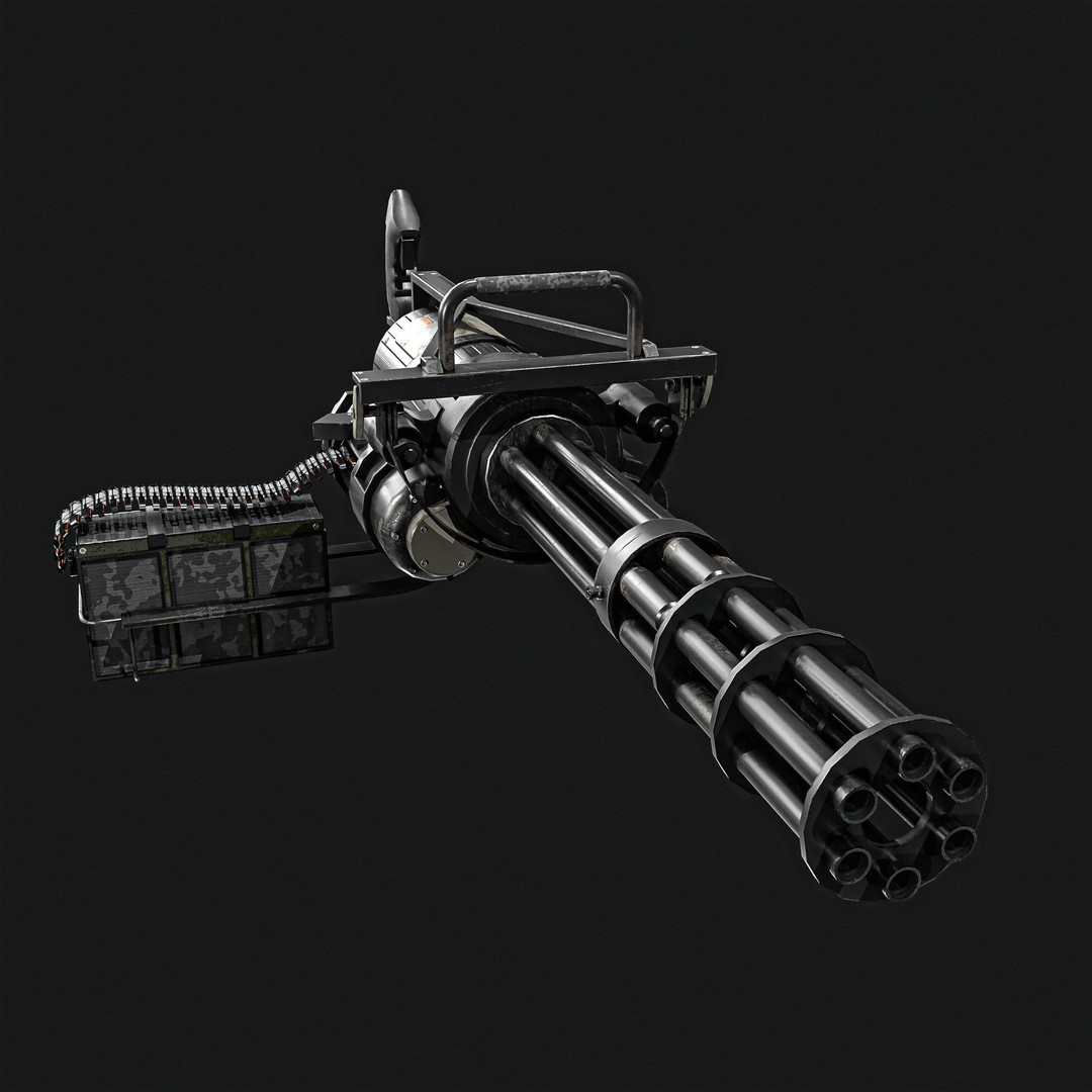 M134 Minigun 3D Model – Low Poly Game Asset, PBR Textures - View 6