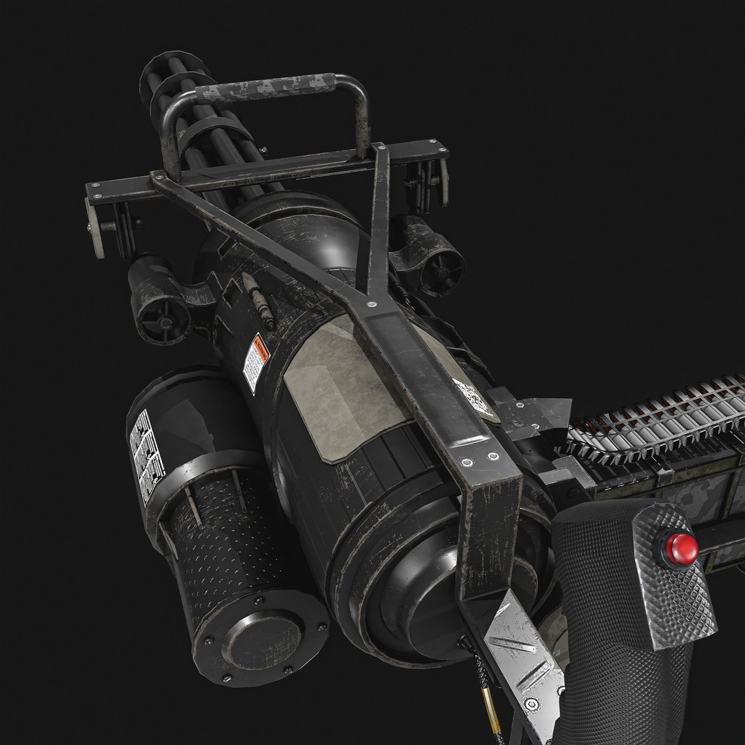 M134 Minigun 3D Model – Low Poly Game Asset, PBR Textures - View 7