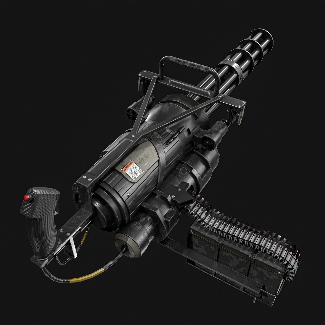 M134 Minigun 3D Model – Low Poly Game Asset, PBR Textures - View 8
