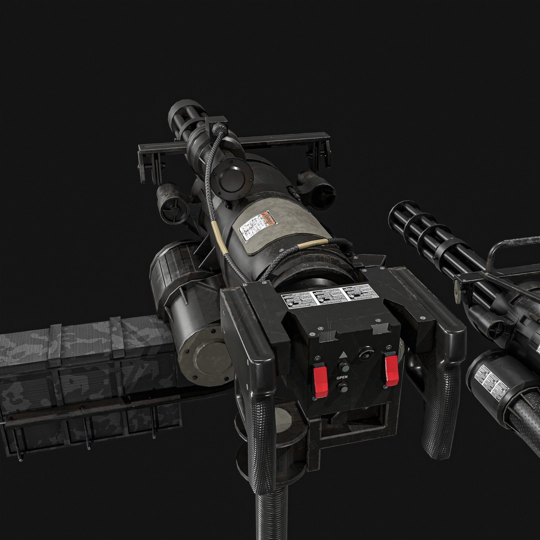 M134 Minigun 3D Model – Low Poly Game Asset, PBR Textures - View 9