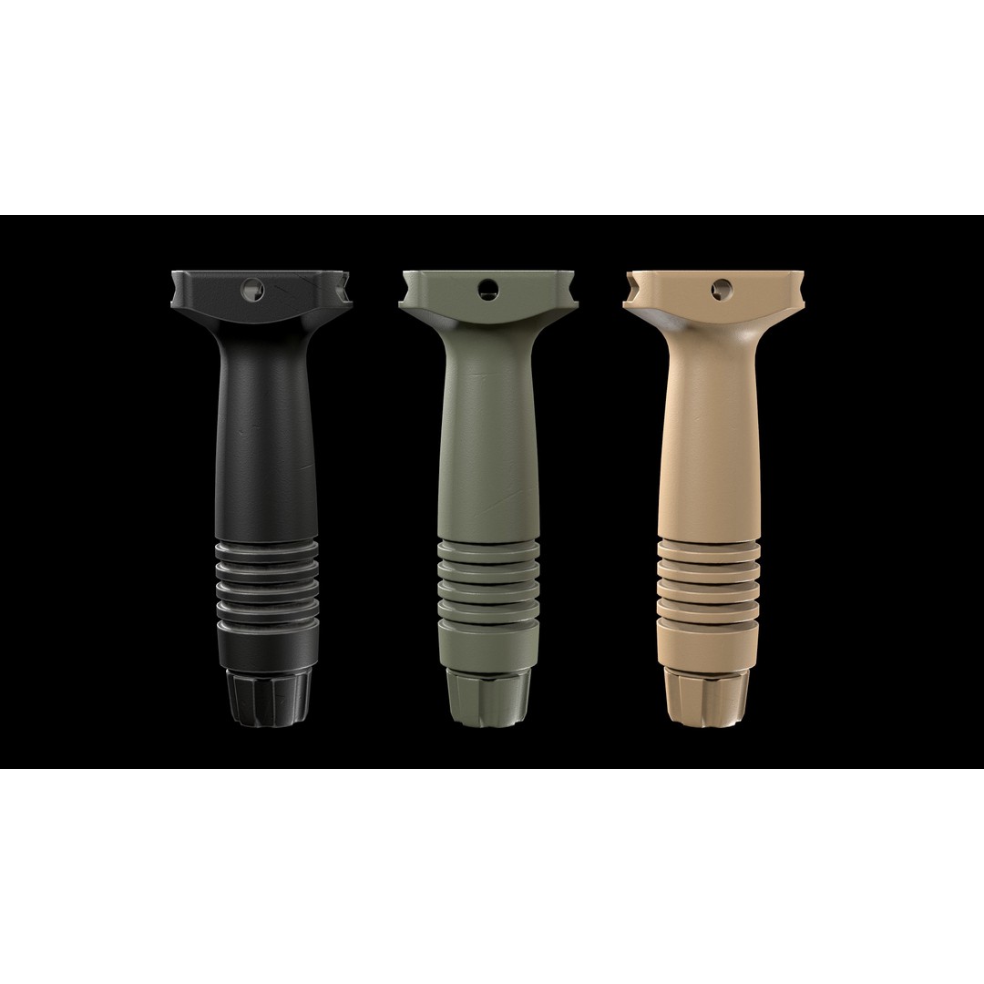 Knights Armament Forward Grip 3D Model – Low Poly Vertical Grip, FBX - View 3
